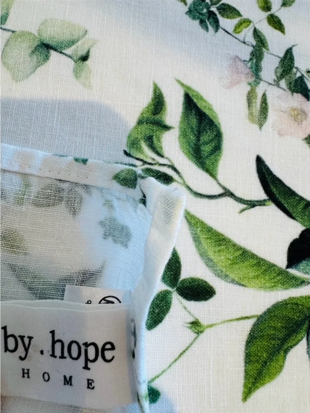 Rare Terrain By Hope Home 100% Linen Botanical Tablecloth Green & White